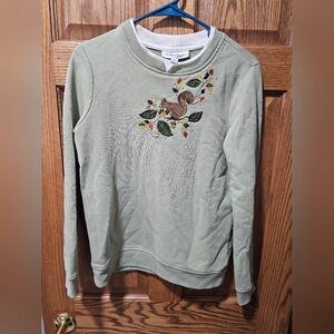 Vintage Breckenridge Green Embroidered Squirrel Sweater